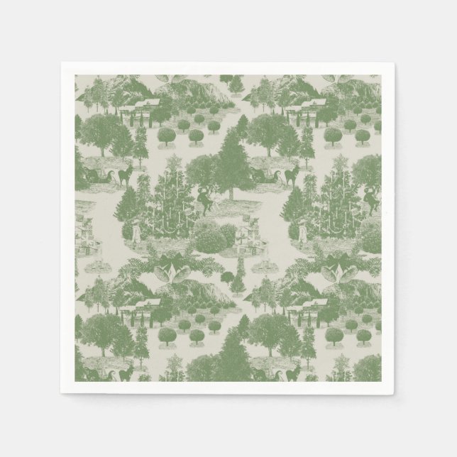 Green Cream Christmas Winter Wonderland Serviette (Vorderseite)