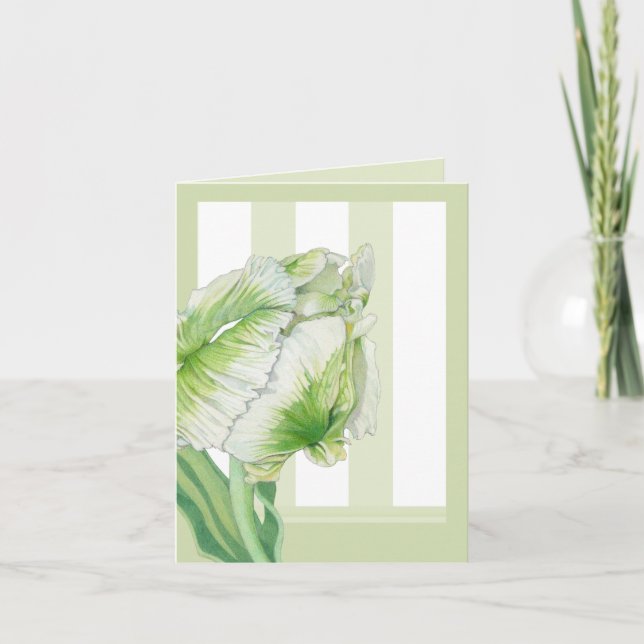 Green Cream Tulip Note Card Karte (Vorderseite)