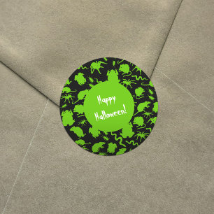 Green Creepy Crawly Critters Rats Horror Pattern Runder Aufkleber