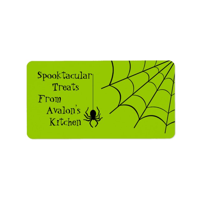 Green Creepy Spiole Halloween Leckereien Backlabel Adressaufkleber (Vorne)