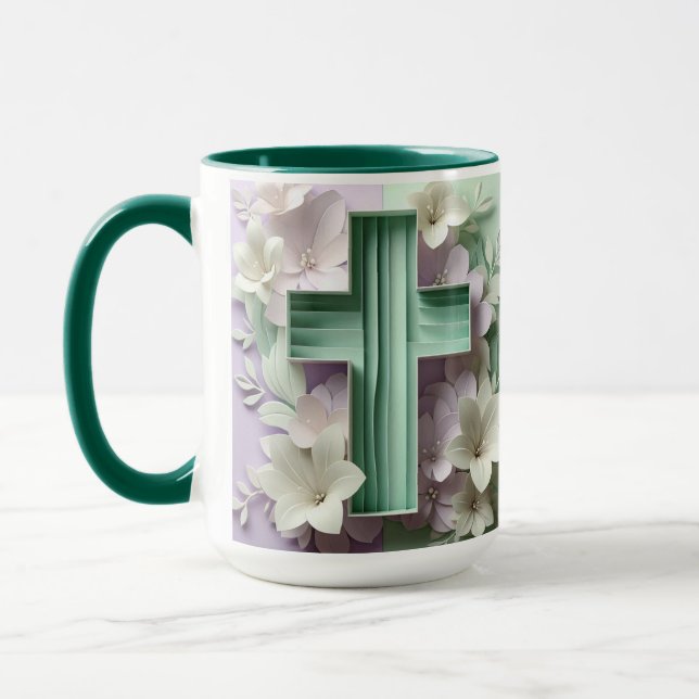 Green Cross Floral Tasse ai design (Links)