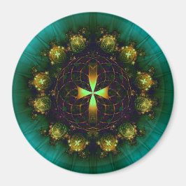 Green Cross Mandala Magnet