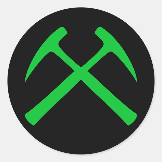 Green Crossed Rock Hammers Sticker (Vorderseite)