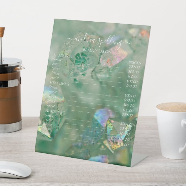 Green Crystal Aura Quartz Pedestz Zeichen Sockelschild (In SItu)