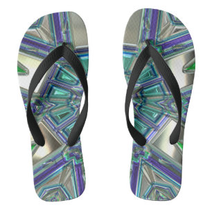 Green Crystal Fraktal Flip Flops