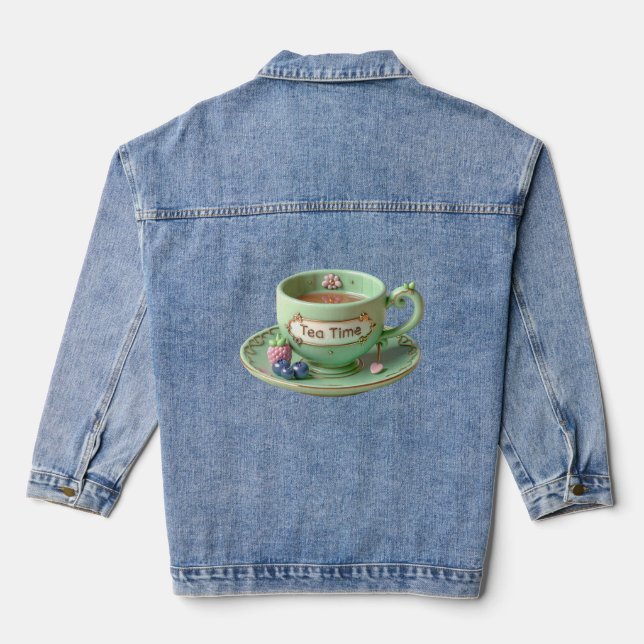Green Cup, Himbeere und Blaubeere Jeansjacke (Rückseite)