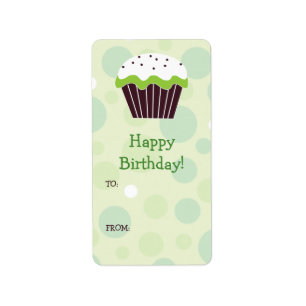 Green Cupcake Gift Label Adressaufkleber