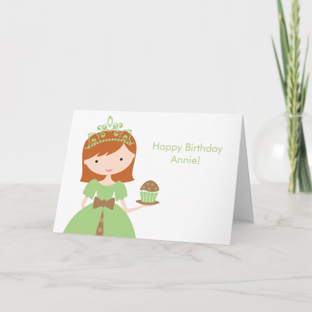 Green Cupcake Princess Birthday Karte (Vorderseite)
