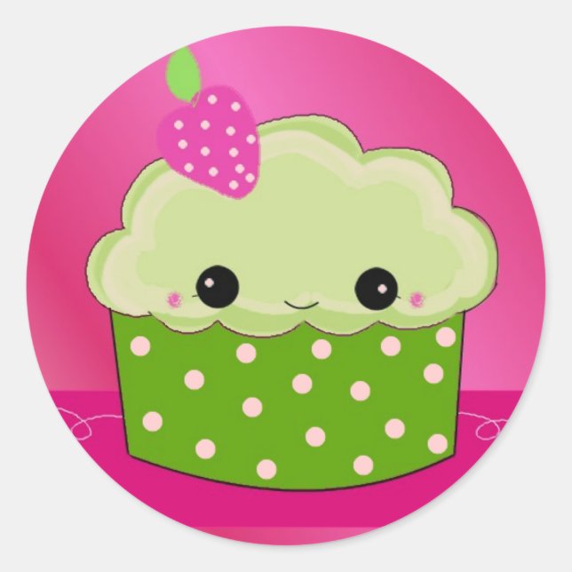 Green Cupcake Runder Aufkleber (Vorderseite)