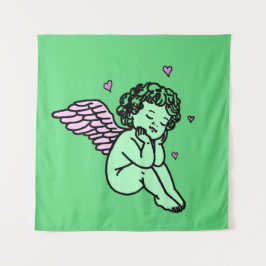 Green Cupid Tapestes - Romantische Wandkunst Wandteppich