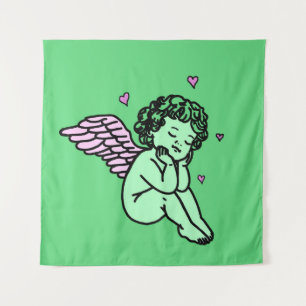 Green Cupid Tapestes - Romantische Wandkunst Wandteppich