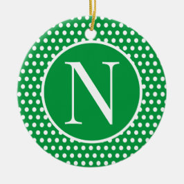 Green Custom Anfangsbuchstabe Polka Dot Keramik Ornament