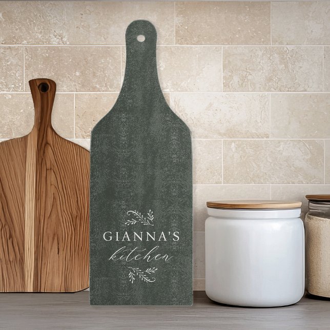 Green | Custom Botanical Your Name's Kitchen Schneidebrett (Von Creator hochgeladen)