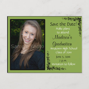 Green Custom Foto Abschluss Save the Date Card Postkarte