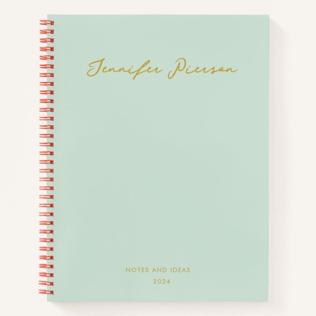 Green Custom Gold Handwritname Notizbuch (Vorderseite)