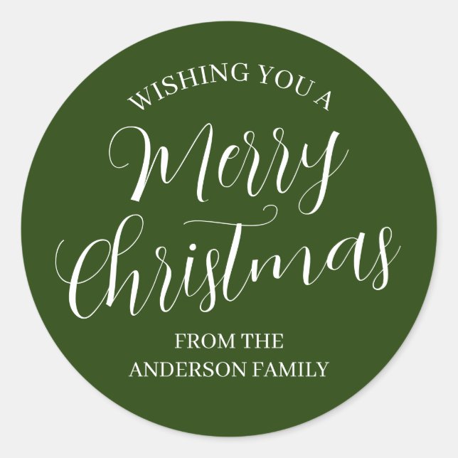 Green Custom Merry Weihnachtskleber Runder Aufkleber (Vorderseite)