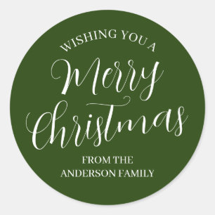 Green Custom Merry Weihnachtskleber Runder Aufkleber