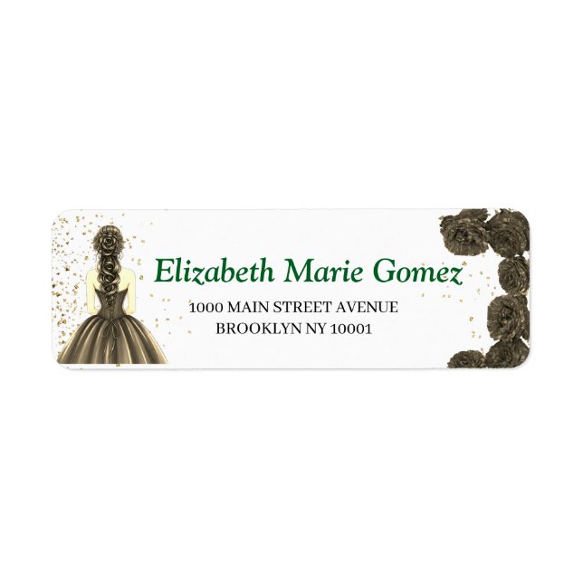 Green Custom Quinceañera Address Label (Vorne)