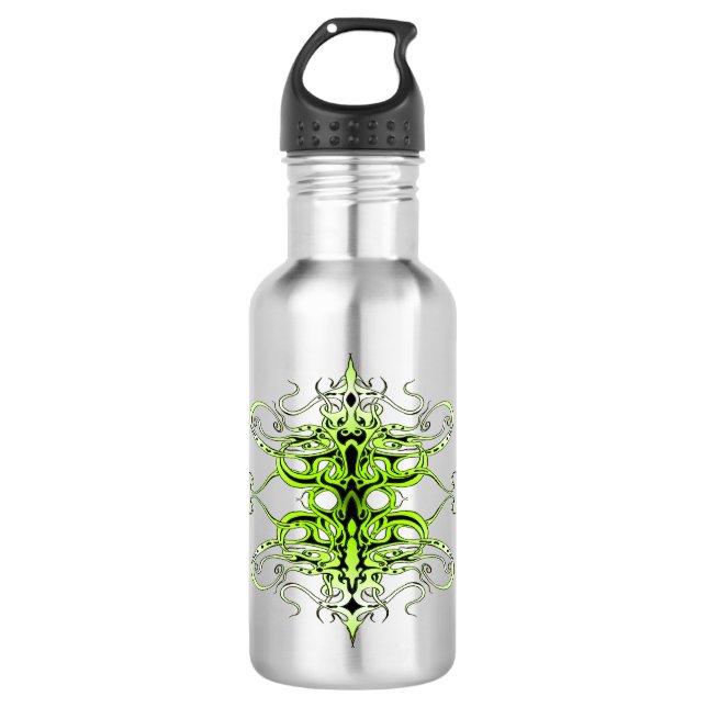 Green Custom Tribal Tattoo Design Edelstahlflasche (Vorderseite)