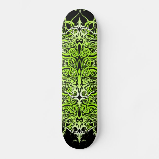 Green Custom Tribal Tattoo Design Skateboard (Vorderseite)