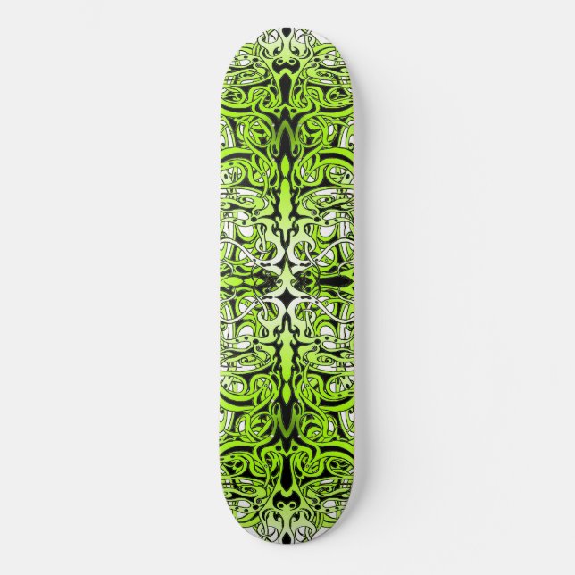 Green Custom Tribal Tattoo Design Skateboard (Vorderseite)