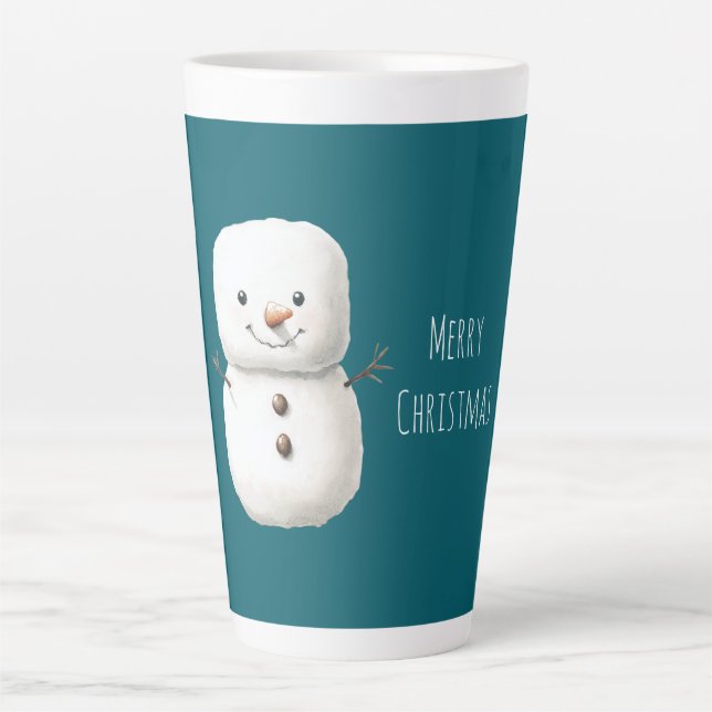 Green Cute Christmas Snowman Milchtasse (Vorderseite)