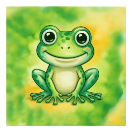 Green cute frog fotodruck