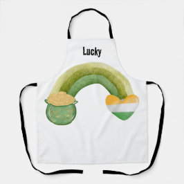 Green cute rainbow party patrick's day  schürze