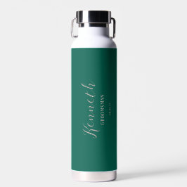 Green Cyan und Titanium Moderne Monogram Bachelor Trinkflasche