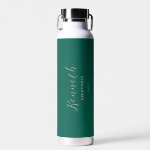 Green Cyan und Titanium Moderne Monogram Bachelor Trinkflasche