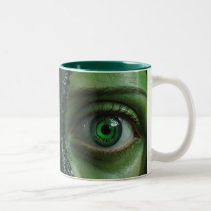 Green Cyber Eye Fun Zweifarbige Tasse