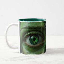 Green Cyber Eye Fun Zweifarbige Tasse
