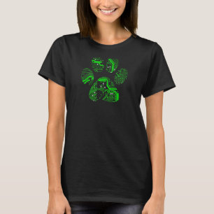Green Cyber Techie Circuit Welpe Dog Paw T-Shirt