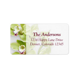 Green Cymbidium Orchid Wedding Address Labels Adressaufkleber