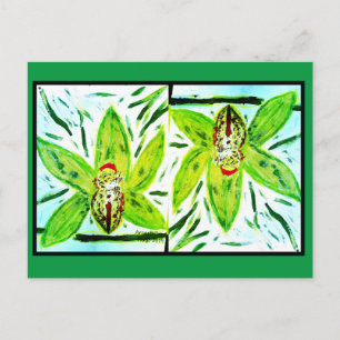 Green Cymbidium Orchius Postkarte