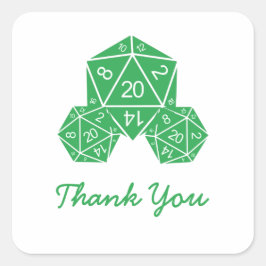 Green D20 Dice Danke Stickers