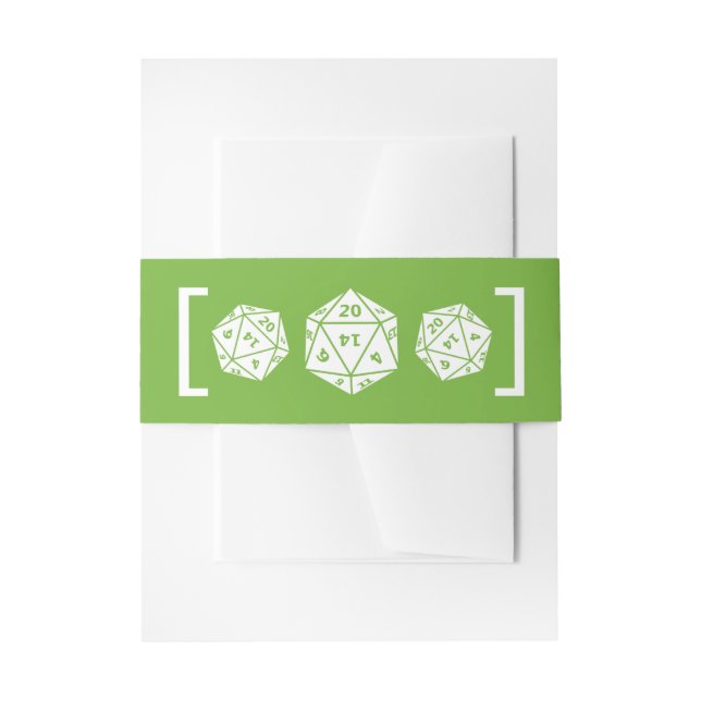 Green D20 Dice Gamer Wedding Belly Bands Einladungsbanderole (Vorderseite Beispiel)