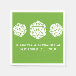 Green D20 Dice Gamer Wedding Paper Napkins Serviette