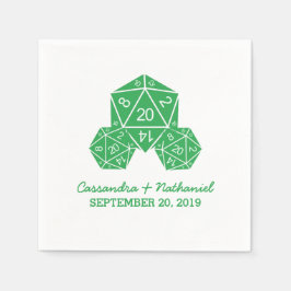 Green D20 Dice Wedding Paper Napkins Serviette