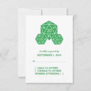 Green D20 Würfel-Antwortkarte RSVP Karte