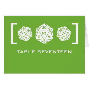 Green D20 Würfel Gamer Tischnummer Card