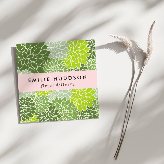 Green Dahlia Blume, Floristry, Blume Shop Quadratische Visitenkarte (Von Creator hochgeladen)