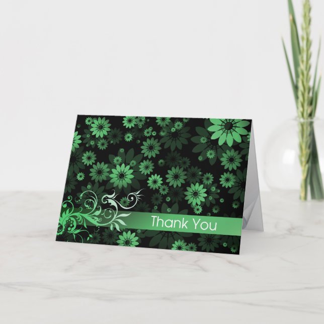 Green Daisies Dankeschön Card Dankeskarte (Vorderseite)