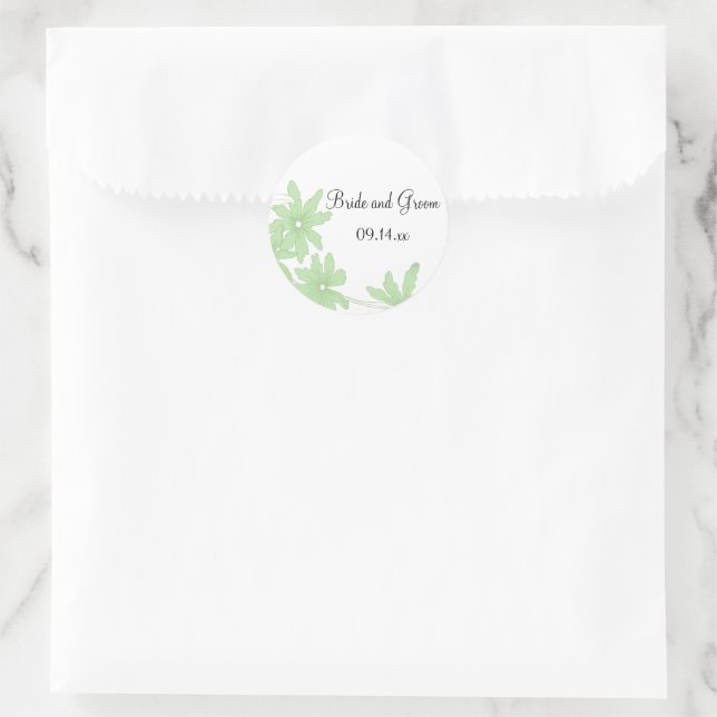 Green Daisies Hochzeiten Umschlag Aufkleber (Tasche)