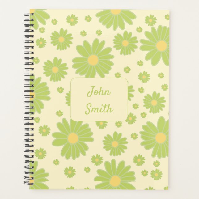 Green Daisies on Yellow_ Floral Pattern Script Planer (Vorderseite)
