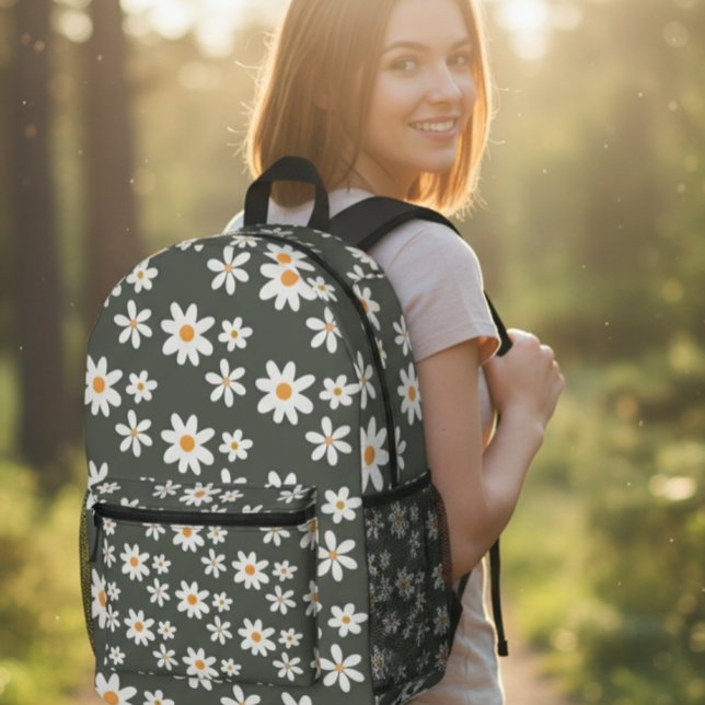 Green Daisy Backpack Bag, Baby Gift, Mom Bag, Baby Bedruckter Rucksack (Von Creator hochgeladen)