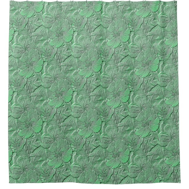 Green Daisy Blume Naturkunstmuster Duschvorhang (Vorderseite)
