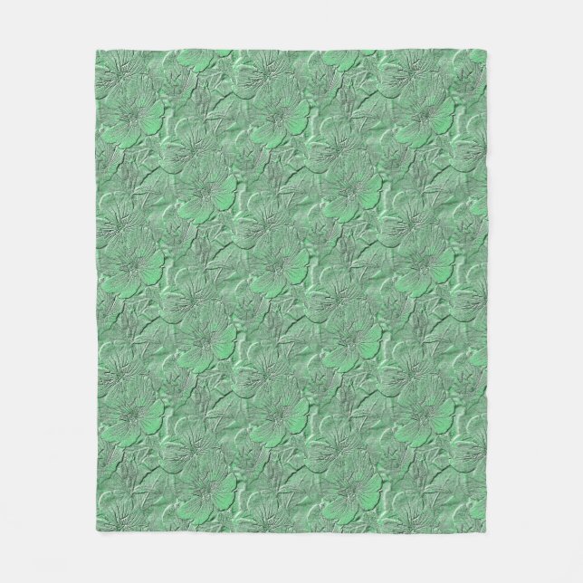Green Daisy Blume Naturkunstmuster Fleecedecke (Vorderseite)