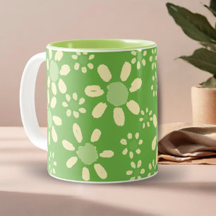 Green Daisy Blume Wasserfarbmuster Zweifarbige Tasse
