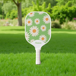 Green Daisy Floral Retro Pickleball Schläger